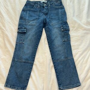 KanCan Blue Cropped Cargo Jeans